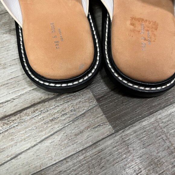 Rag & Bone Ansley Leather Flat Thong Sandals Whites Women’s Size 38 - Picture 6 of 9